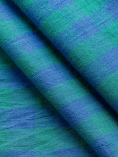 Blue Moon Handwoven Gingham Cotton - Emerald + Periwinkle