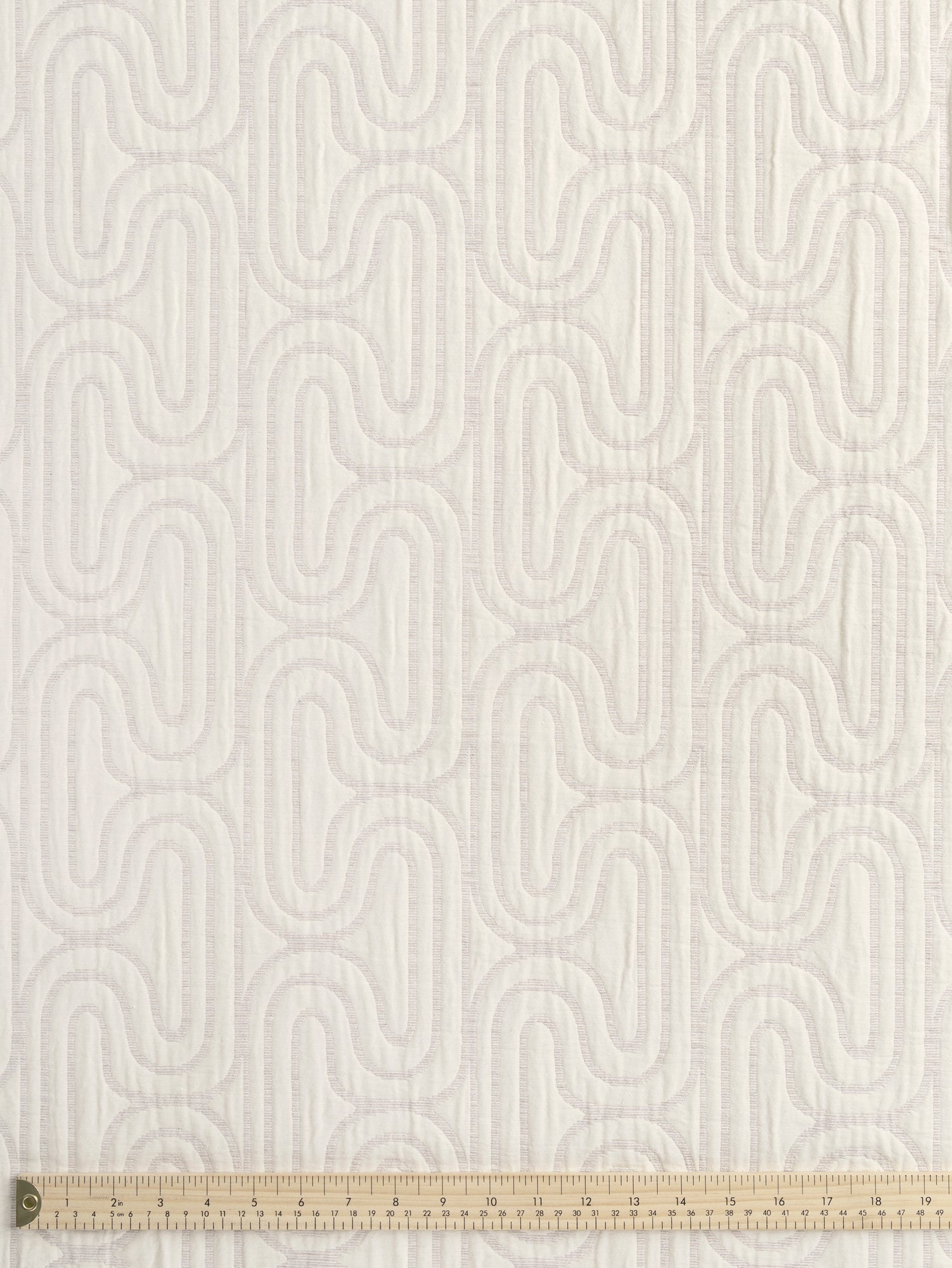 F-JAC026-Boho-Maze-Quilted-Jacquard-Almond-and-Cream-Core-Fabrics-ruler-front.JPG