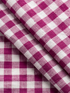 Bonbon Handwoven Gingham Cotton - Raspberry + Ivory