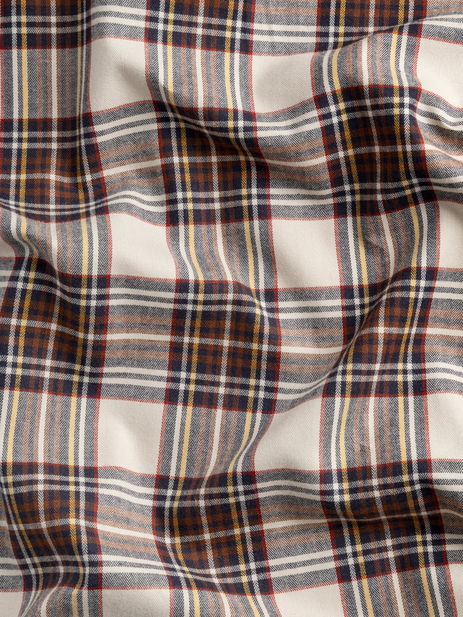 F-COT416 - Bonfire Tartan Brushed Cotton - Cream + Red + Brown + Navy - Core Fabrics- scrunched.JPG