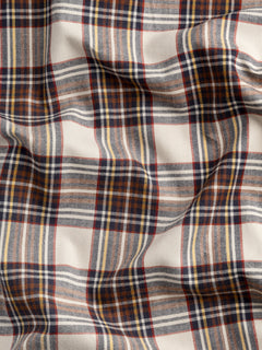 Bonfire Tartan Brushed Cotton - Cream + Red + Brown + Navy