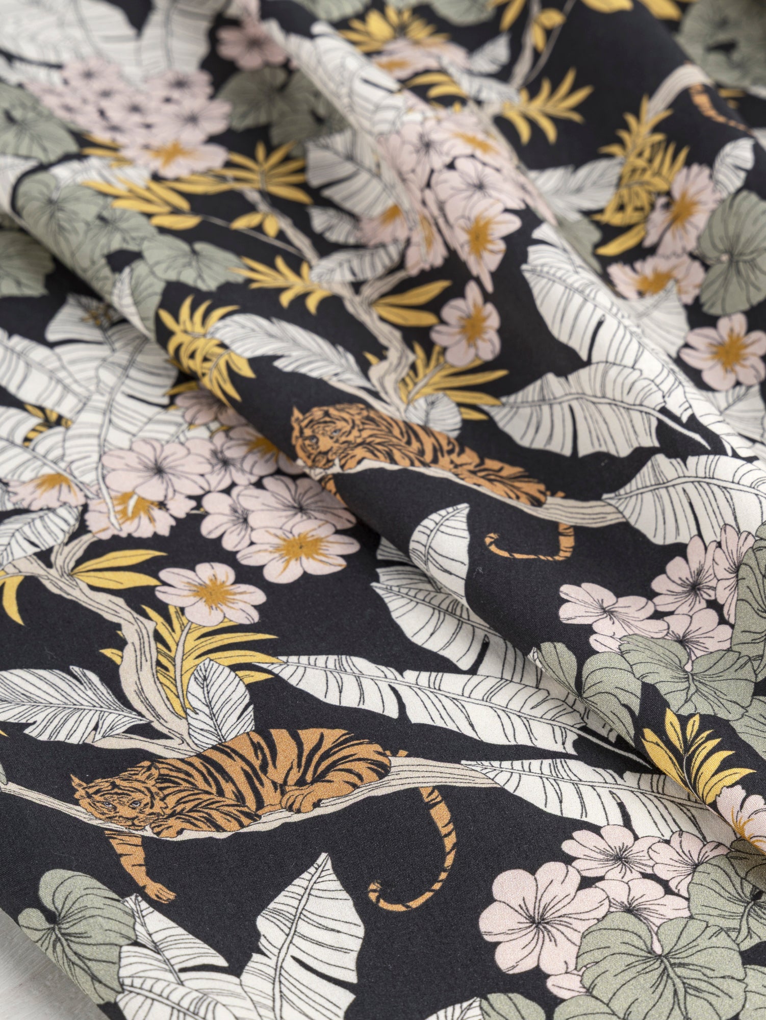F-COT347-Botanical-Tile-Print-Ecovero-Viscose-Black-Teal-and-Cream-Core-Fabrics-scrunched.JPG