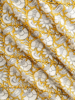 Boteh Block Print Cotton Poplin - Marigold + Oat + Black