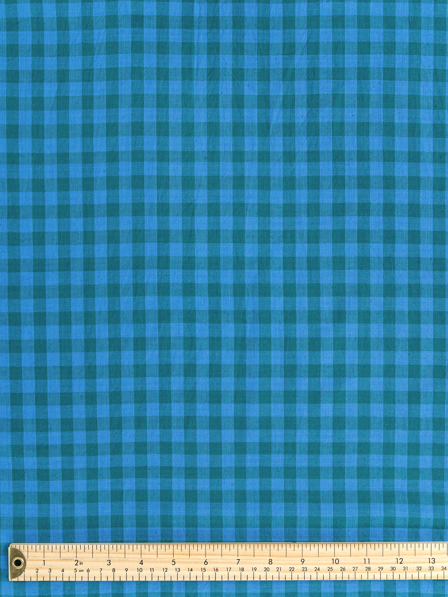 F-COT372-003-Breezy-Handwoven-Gingham-Cotton-Teal-and-Periwinkle-Core-Fabrics-ruler.JPG