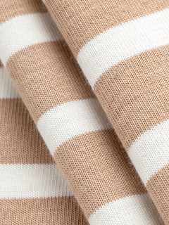 Tricot de jersey en coton biologique à rayures bretonnes – Beige + Crème