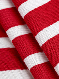 Tricot de jersey en coton biologique à rayures bretonnes – Rouge + Crème