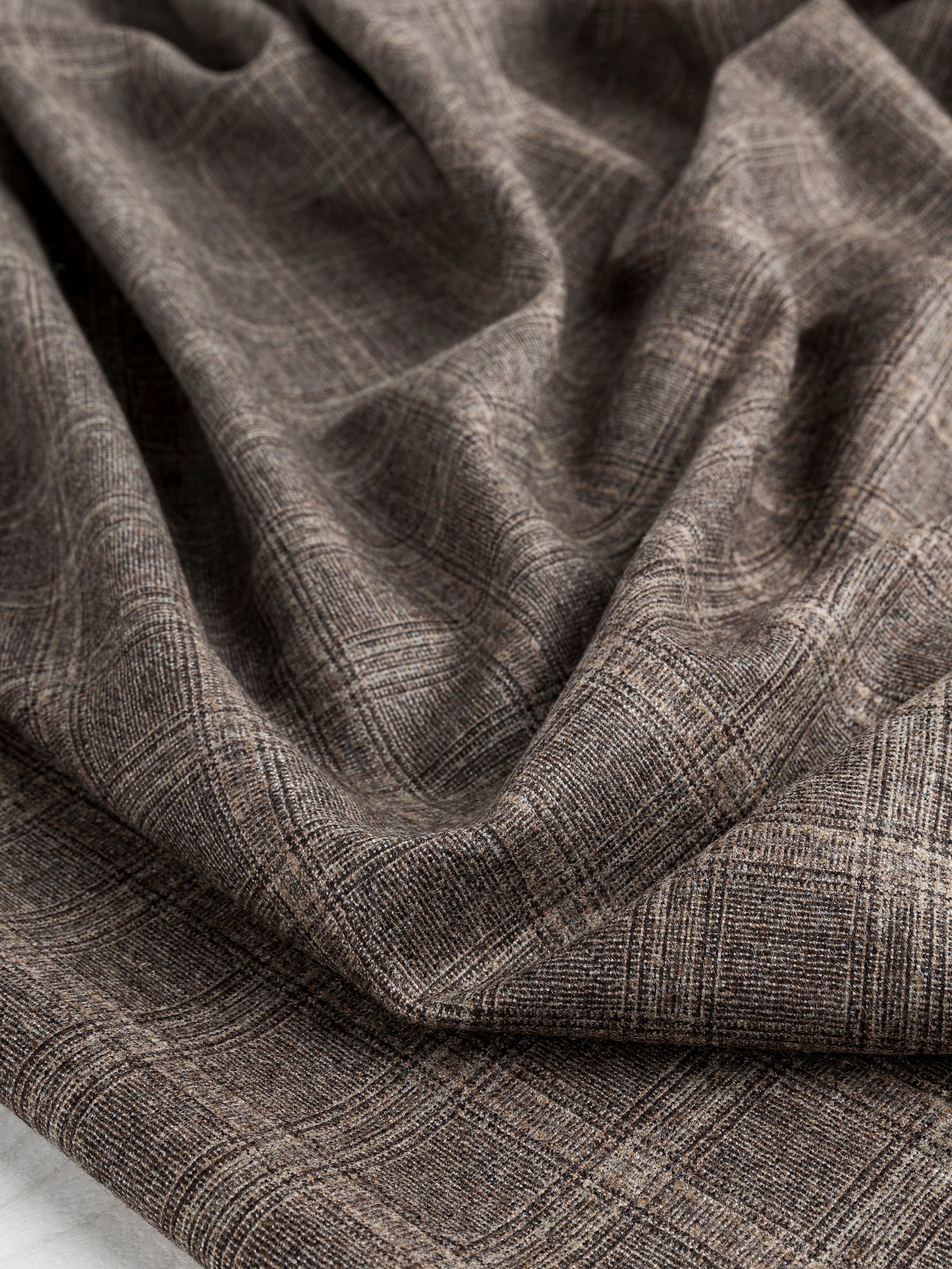 F-DEA080-Brushed-Wool-Acrylic-Plaid-Suiting-Deadstock-Chocolate-Orange-and-Grey-Core-Fabrics-scrunched-2.JPG