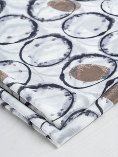 Bubble Print Viscose Chiffon Deadstock - Cream + Charcoal + Brown