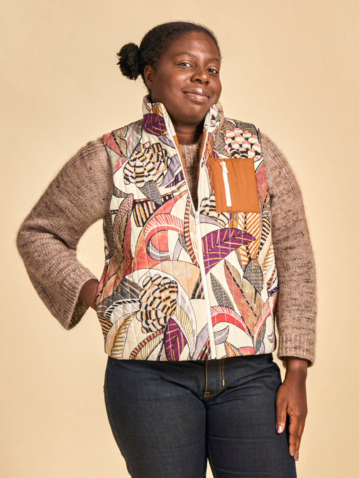 Core Boréal Vest Kit | Tropical Leaf Print BCI Cotton Poplin