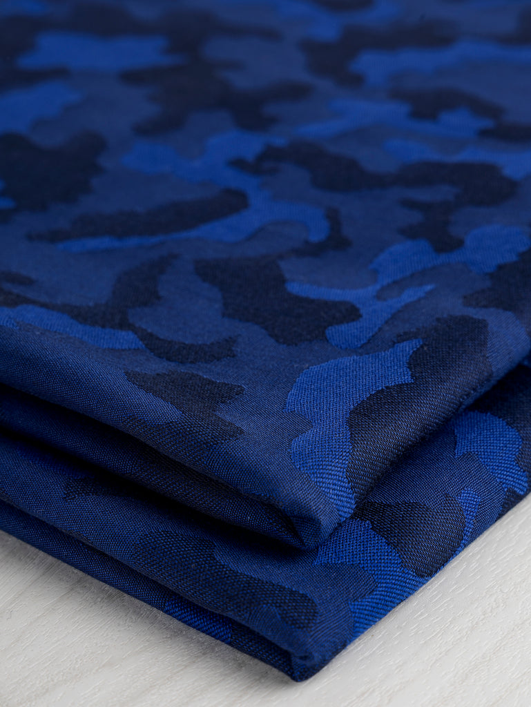 Camo Japanese Cotton Damask - Blue