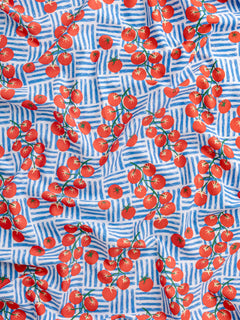 Caprese Tomato Print Swim Performance Knit - Red + Blue + White