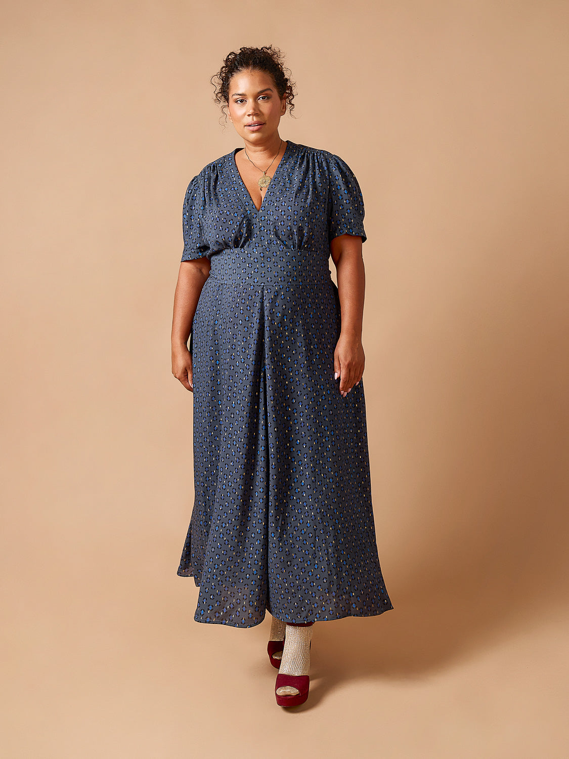 Celia Dress Kit | Gold Dot Geo Print Viscose