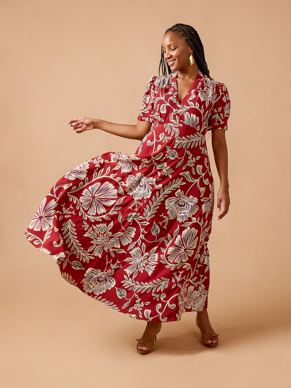 Celia Dress Kit | Large Folk Floral Print Ecovero Viscose