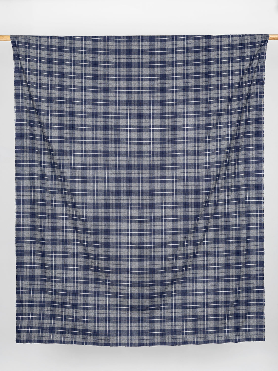 Check Cotton Flannel Twill - Navy + Grey | Core Fabrics