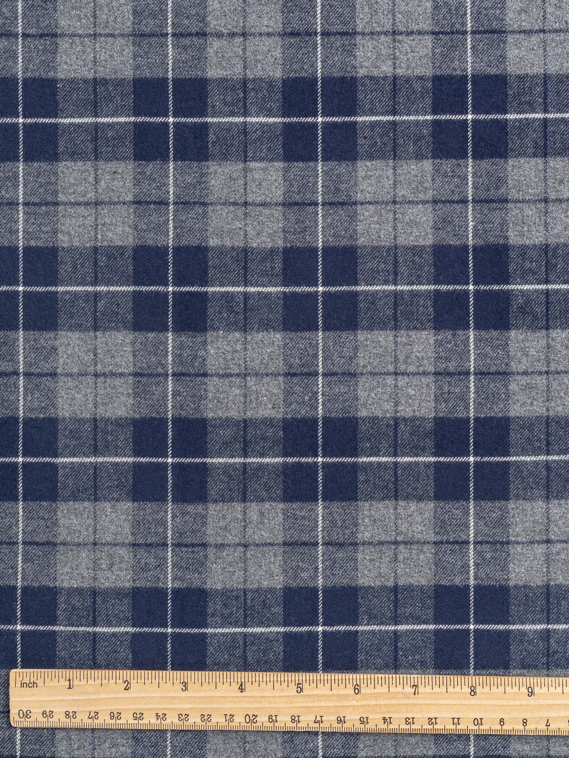 Check Cotton Flannel Twill - Navy + Grey | Core Fabrics