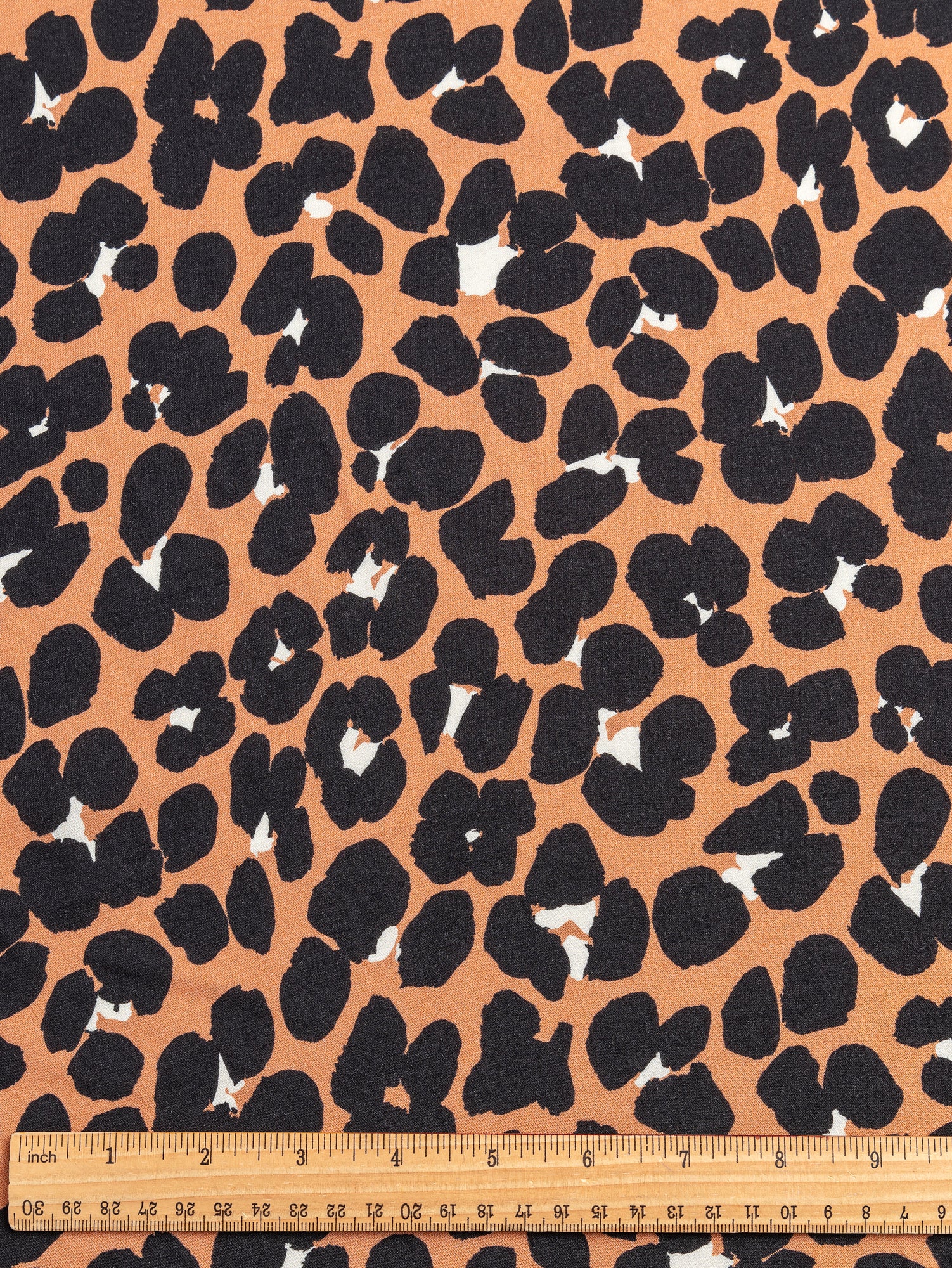 Cheetah Print Ecovero Viscose Challis Deadstock - Sienna + Black + Cream | Core Fabrics