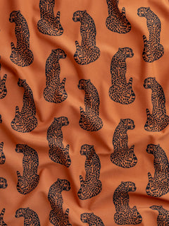 Cheetah the Heat Print Swim Performance Knit - Terracotta + Black