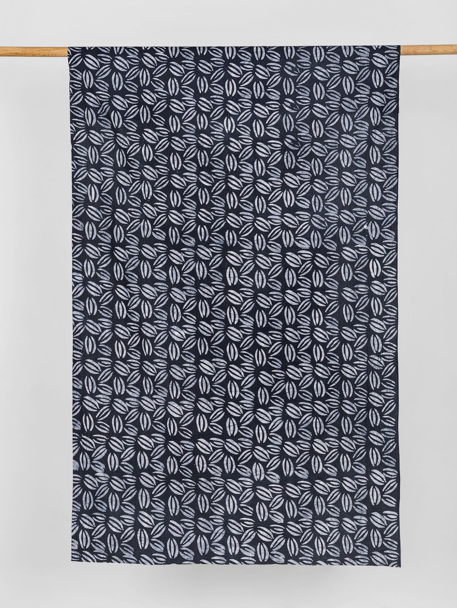 F-COT320-Coffee-Bean-Artisanal-Cotton-Batik-Black-White-Core-Fabrics-draped