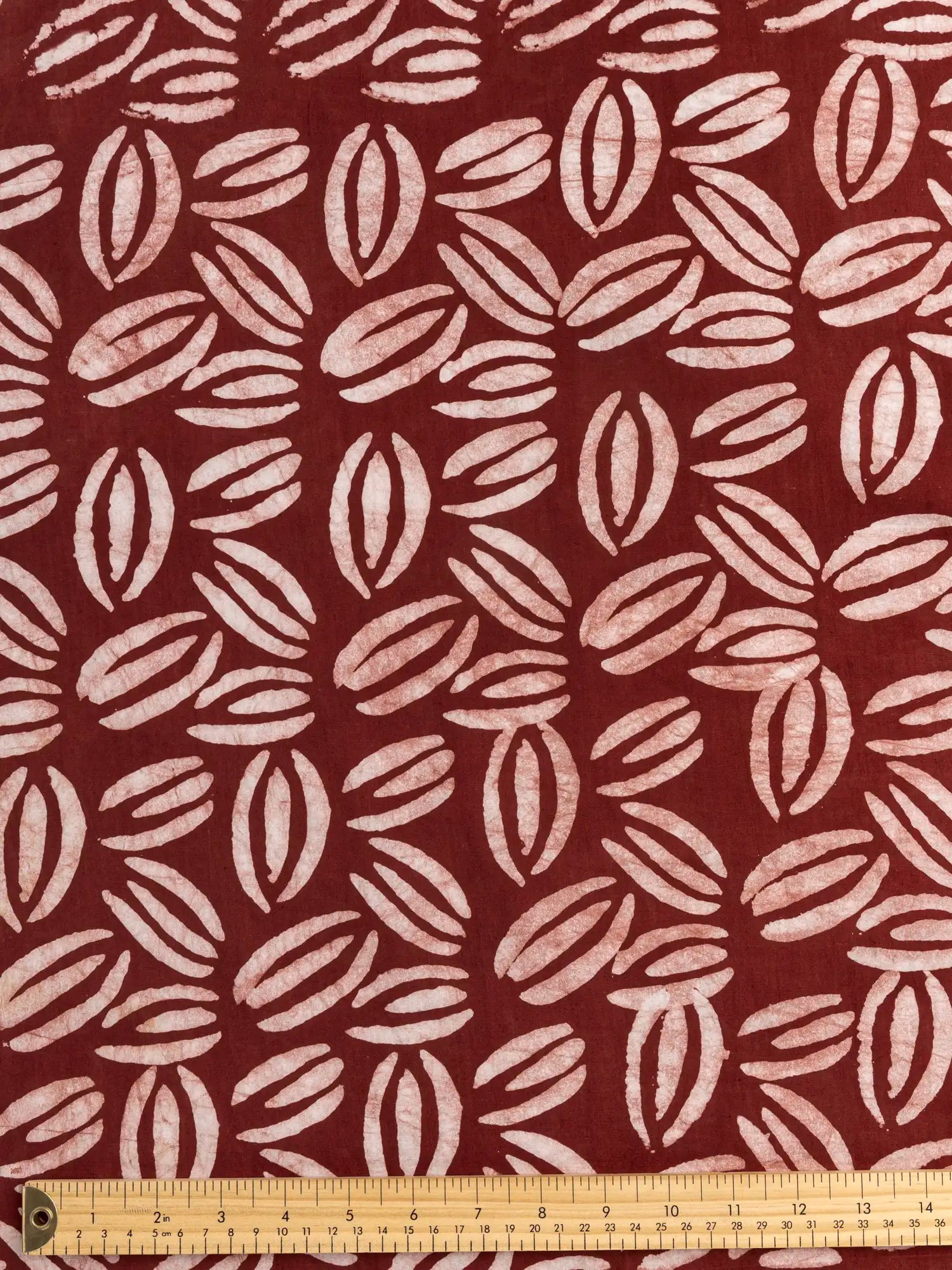 F-COT424-Coffee-Bean-Artisanal-Cotton-Batik-Bordeaux-Core-Fabrics-ruler.webp