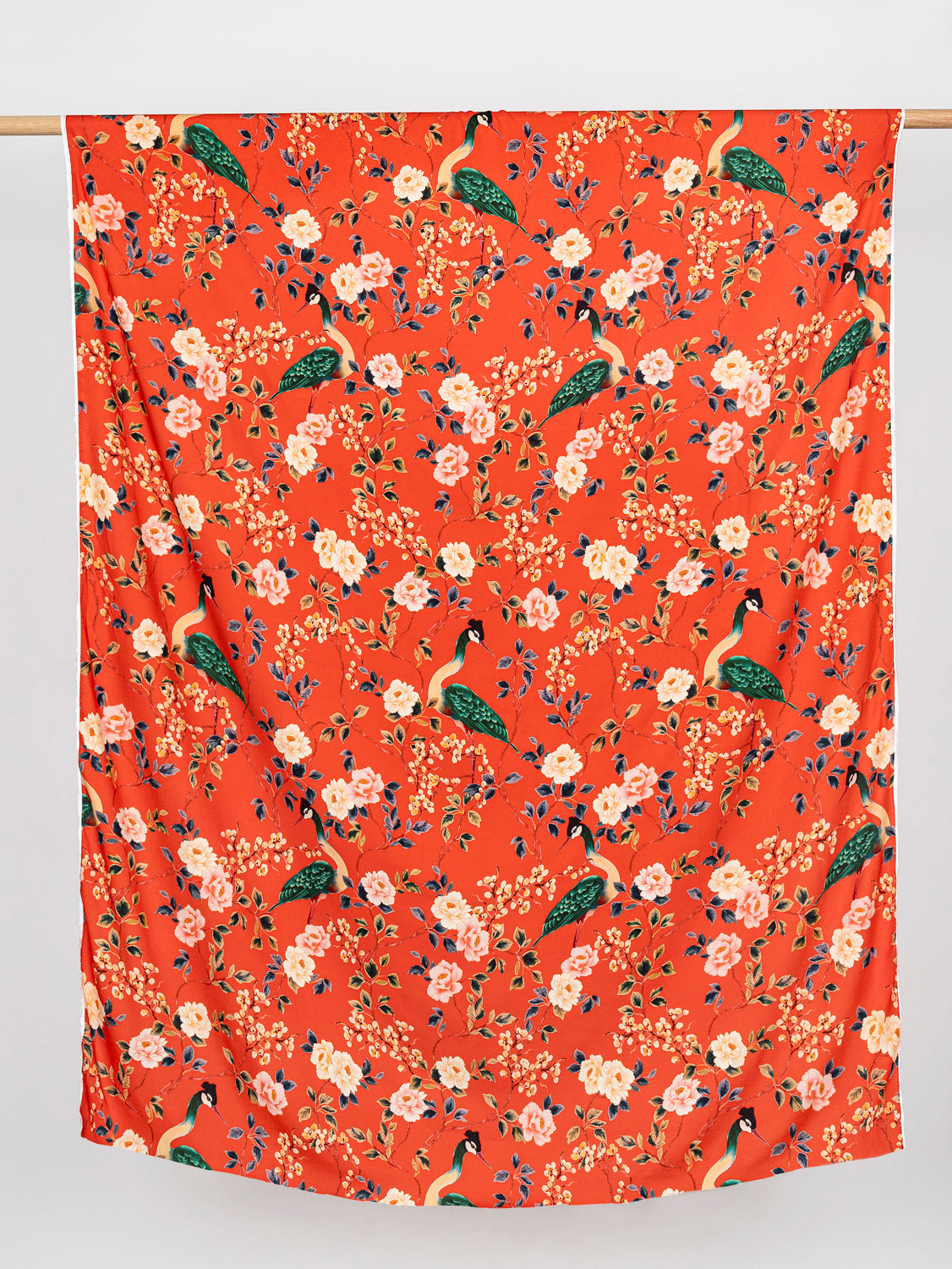 Crane Floral Print EcoVero Viscose Crepe - Red + Green + Blue | Core Fabrics