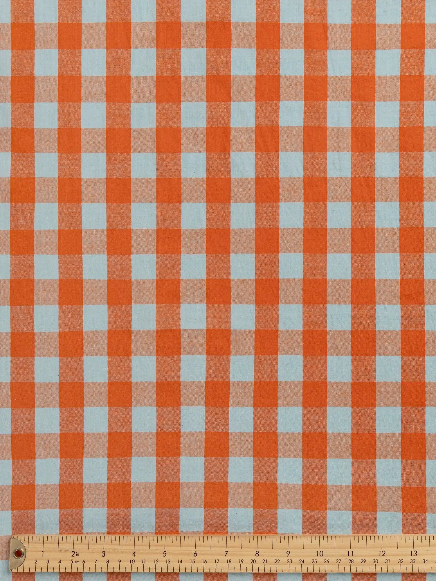 F-COT373-004-Creamsicle-Handwoven-Gingham-Cotton-Mint-and-Orange-Core-Fabrics-ruler.webp