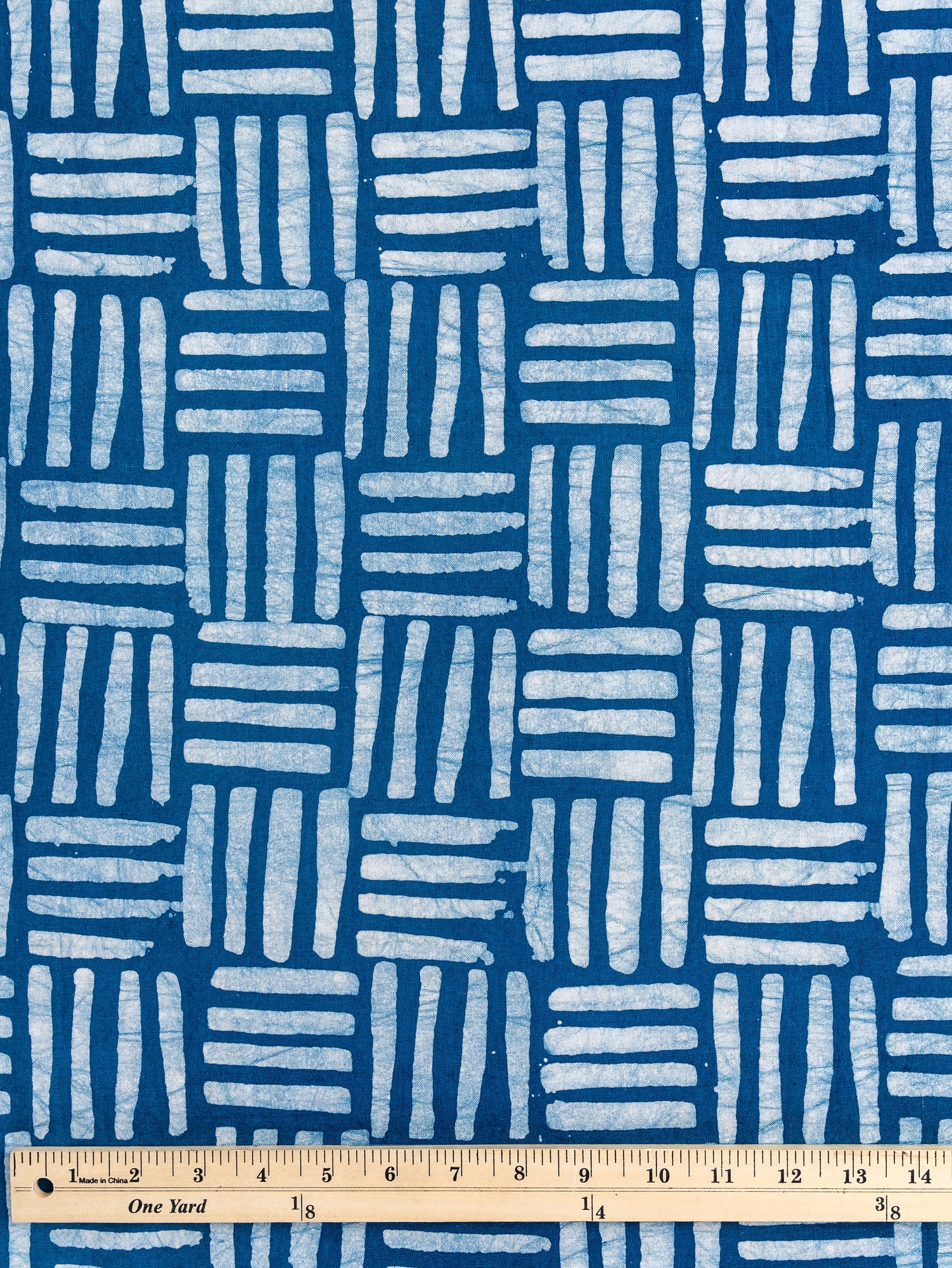 F-COT322-Crossgrid-Artisanal-Cotton-Batik-Teal-White-Core-Fabrics-ruler