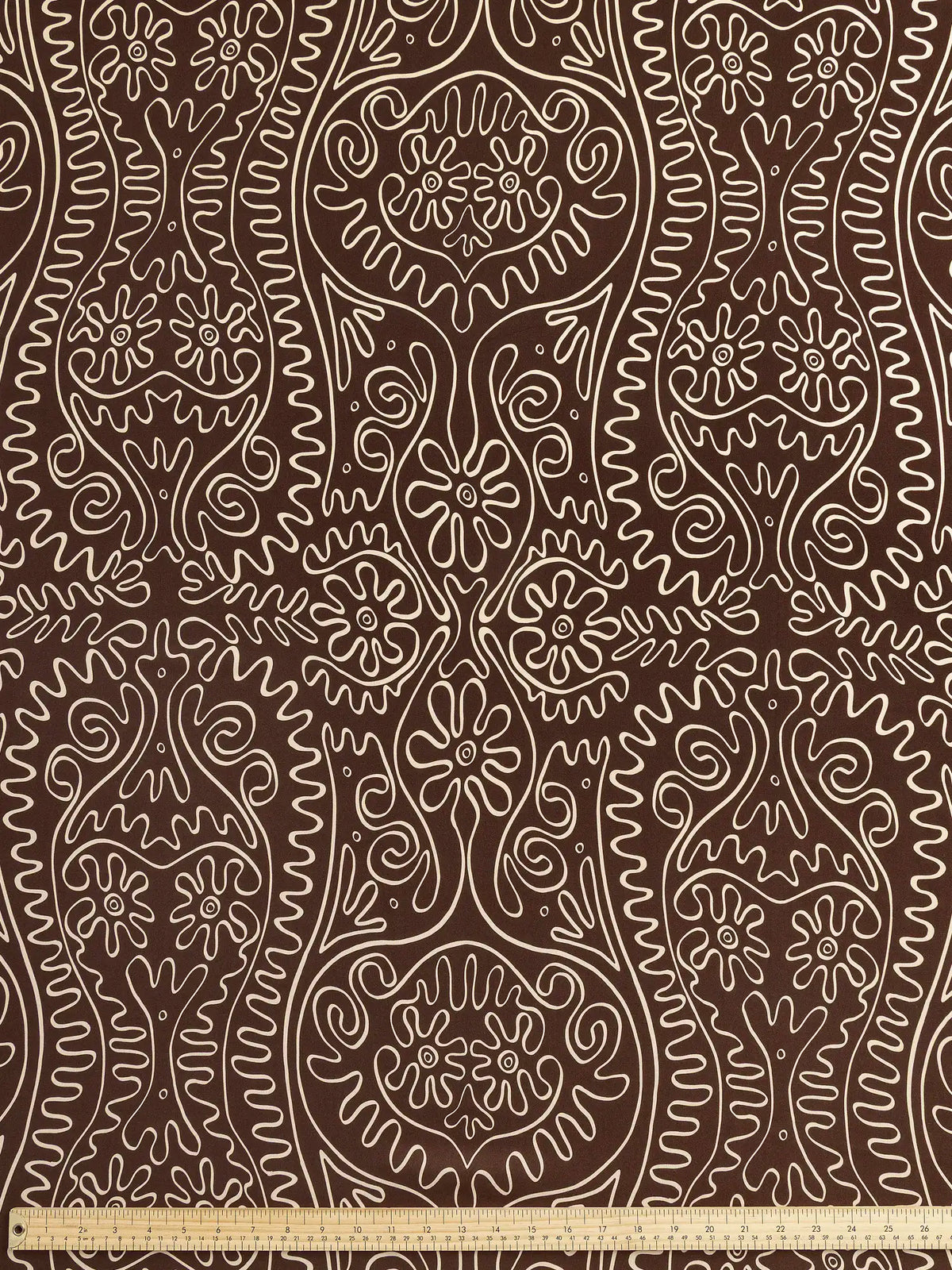 Curly Wurly Print Ecovero Viscose - Chocolate + Cream | Core Fabrics
