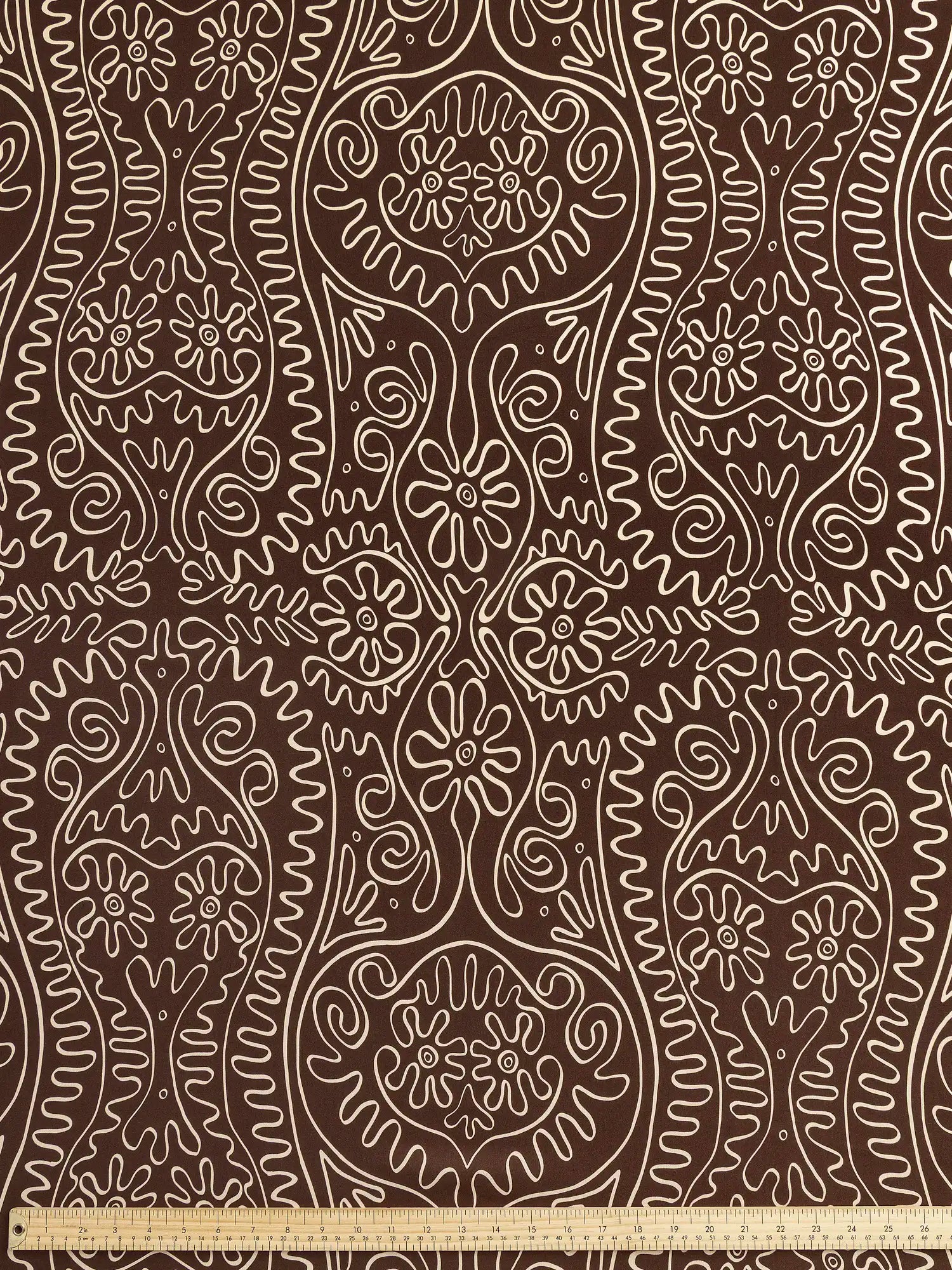 F-VIS302-Curly-Wurly-Print-Ecovero-Viscose-Chocolate-and-Cream-Core-Fabrics-ruler.webp