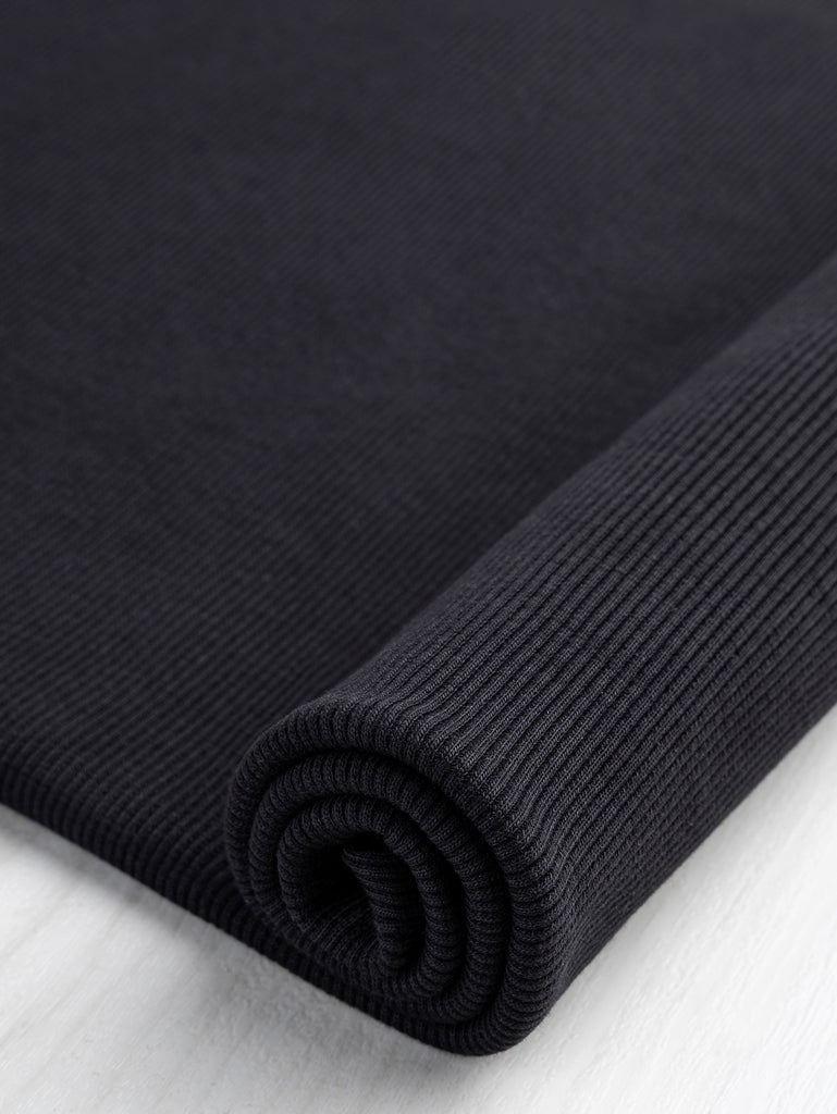 Custom Organic Cotton 2x1 Rib Knit - Black