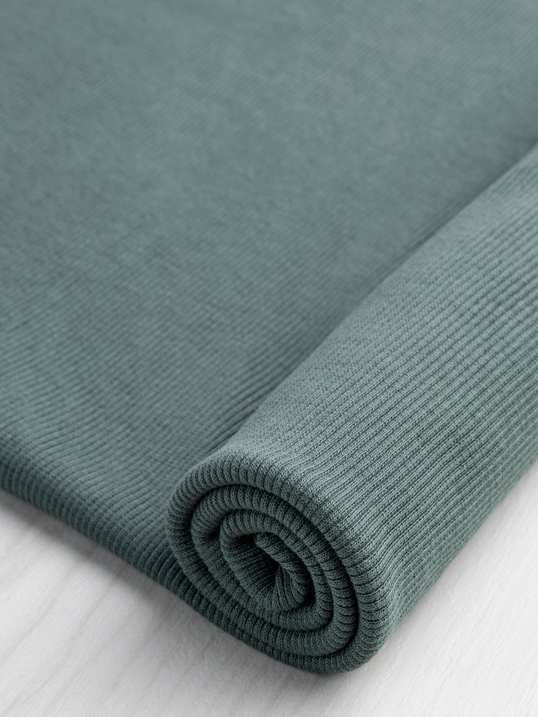 Custom Organic Cotton 2x1 Rib Knit - Smokey Pine