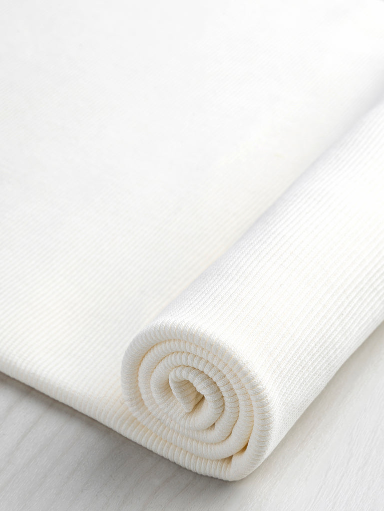 Custom Organic Cotton 2x1 Rib Knit - White