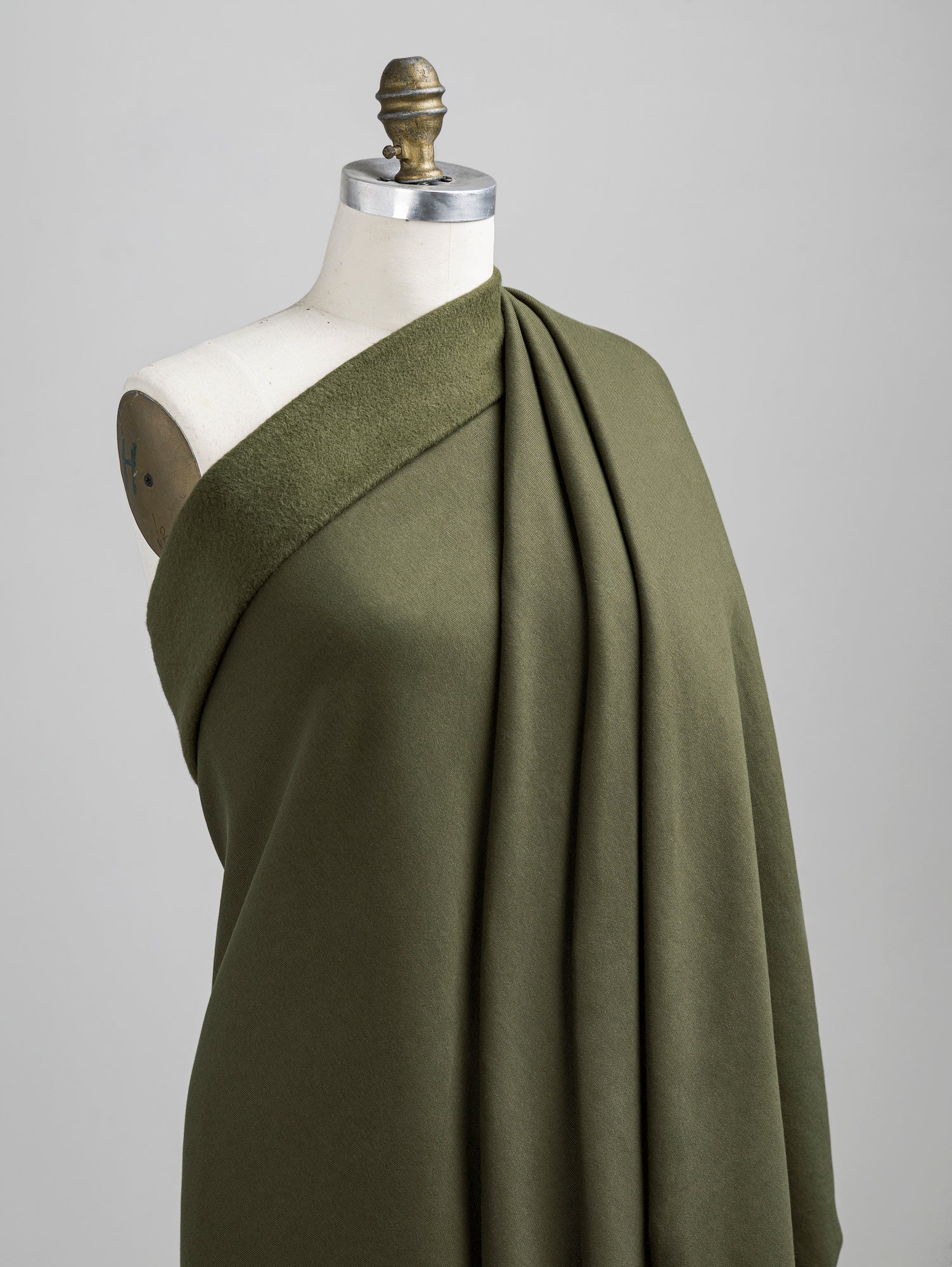 F-COT399-005-Custom-Organic-Cotton-Fleece-Olive-Core-Fabrics-draped.JPG