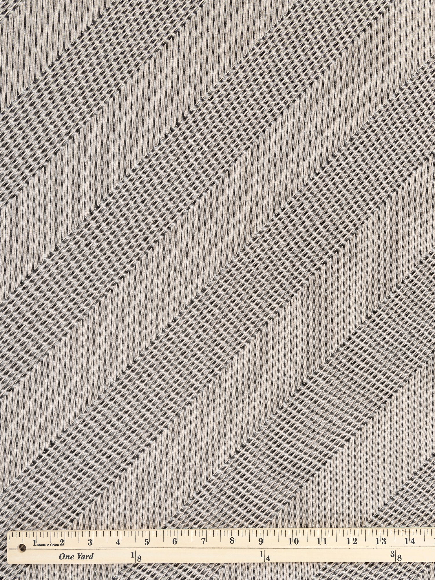 Diagonal Stretch Wide Rib Knit - Beige + Black | Core Fabrics