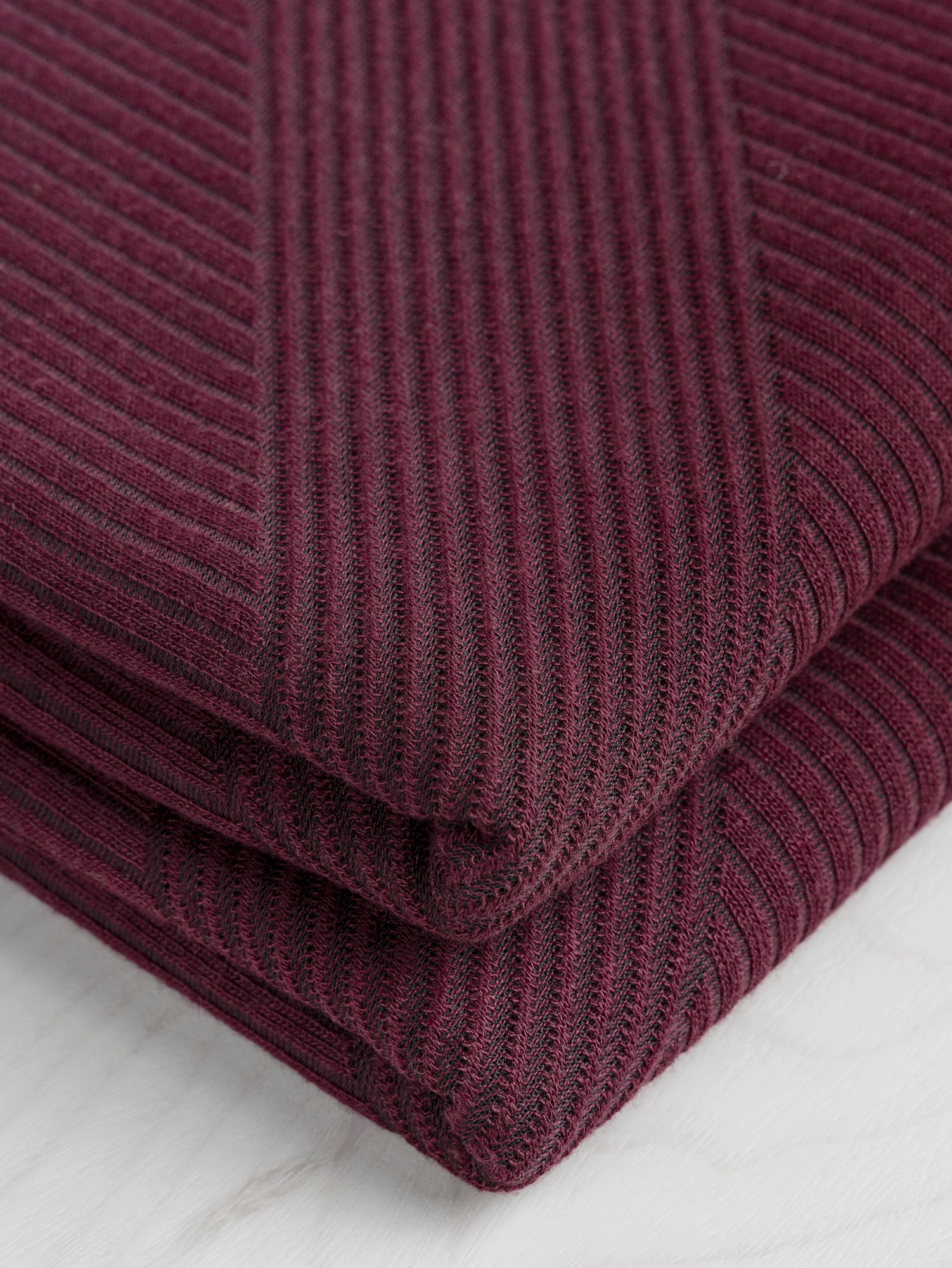 Diagonal Stretch Wide Rib Knit - Bordeaux + Black | Core Fabrics