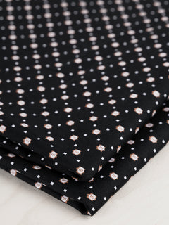 Ditzy Circle Square Cotton Shirting Deadstock - Black + White + Brown