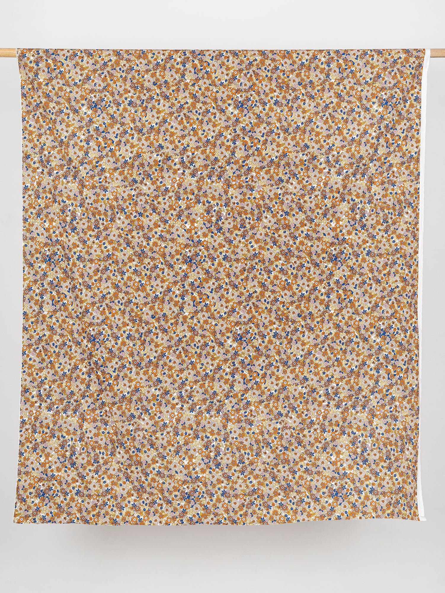 Ditzy Floral Print Cotton Poplin - Cobalt Blue + Orange + Olive | Core Fabrics