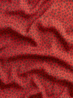 Ditzy Flower Print Ecovero Crepe de Chine - Ruby + Burgundy + Leaf