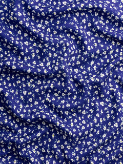 Ditzy Flower Print FSC Viscose Crepe - Cobalt + White + Sage + Yellow