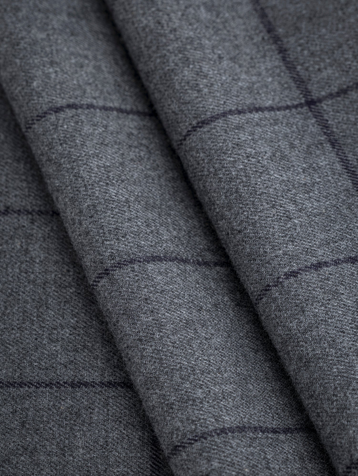 F-COT410 - Drizzle Check Brushed Cotton - Grey + Navy - Core Fabrics- fold.JPG