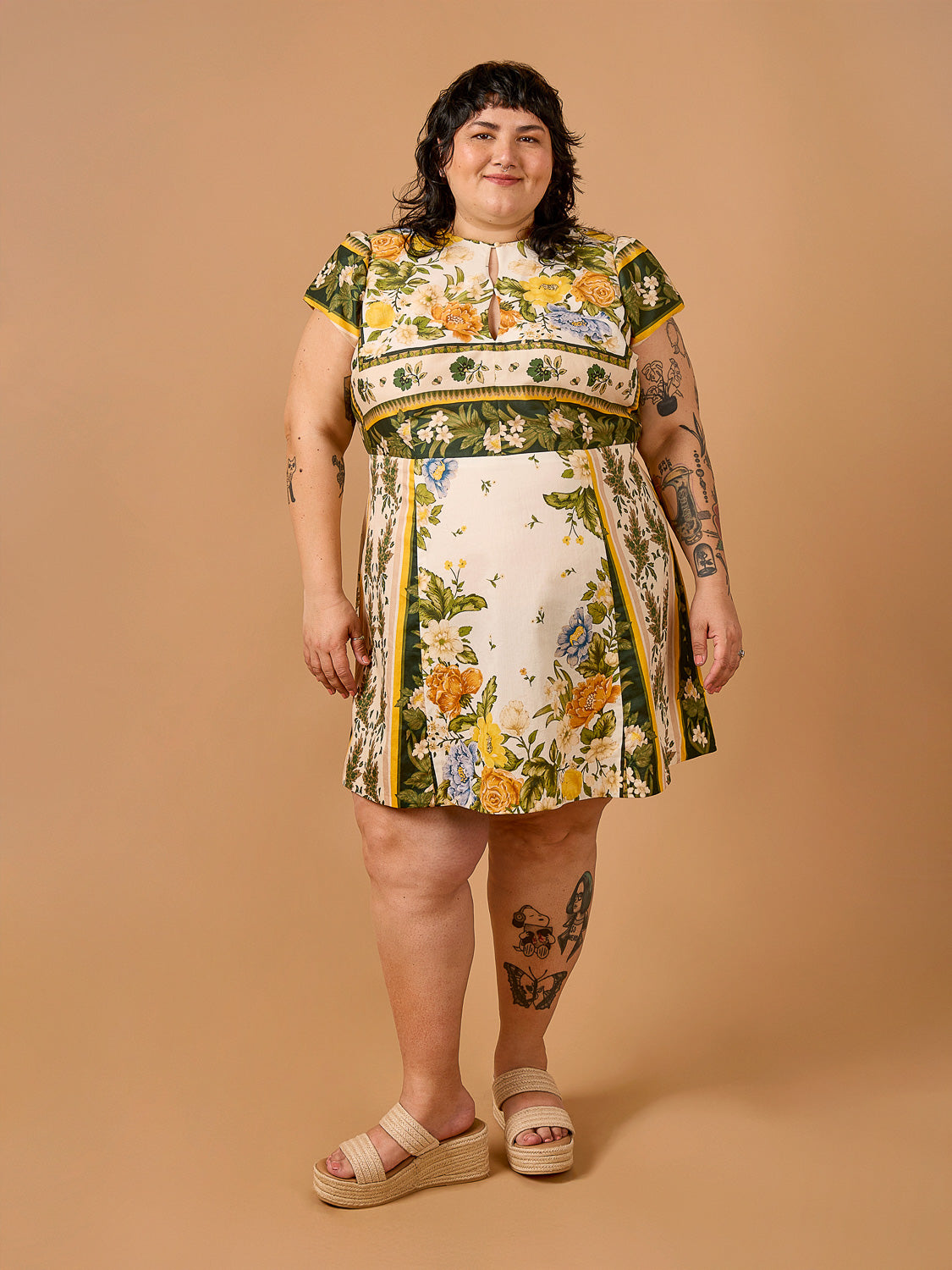 Eleanor Dress Kit | Floral Tapestry Panel Print BCI Cotton Lawn - Model | Core Fabrics