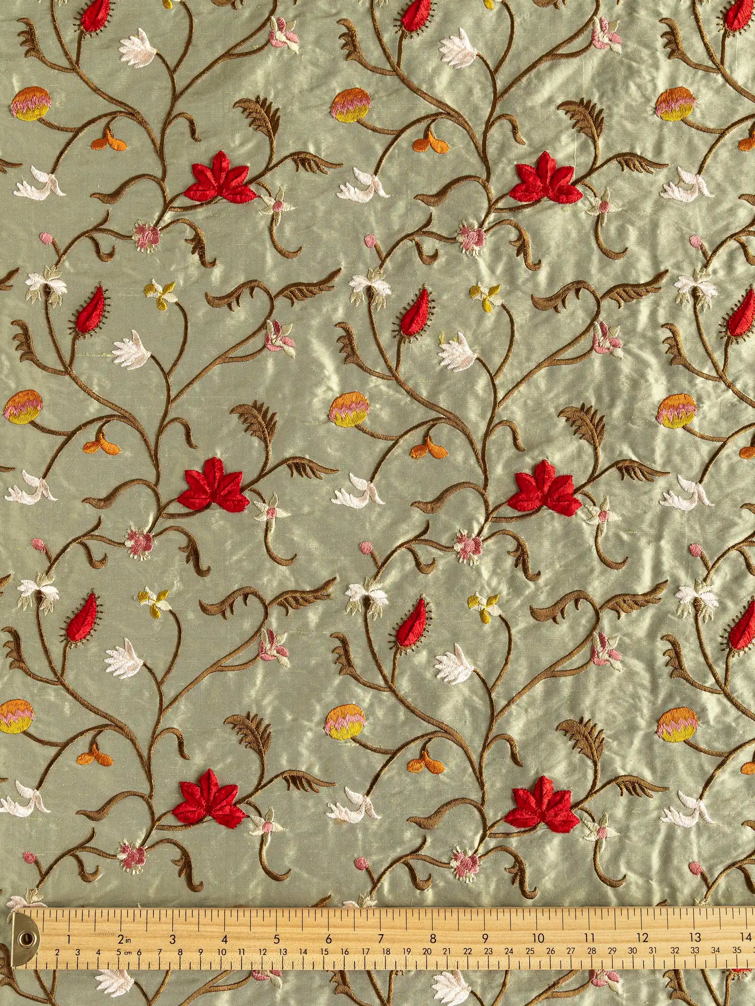 F-DEA198-Embroidered-Flower-Silk-Deadstock-Sage-and-Multicolour-Core-Fabrics-ruler.webp