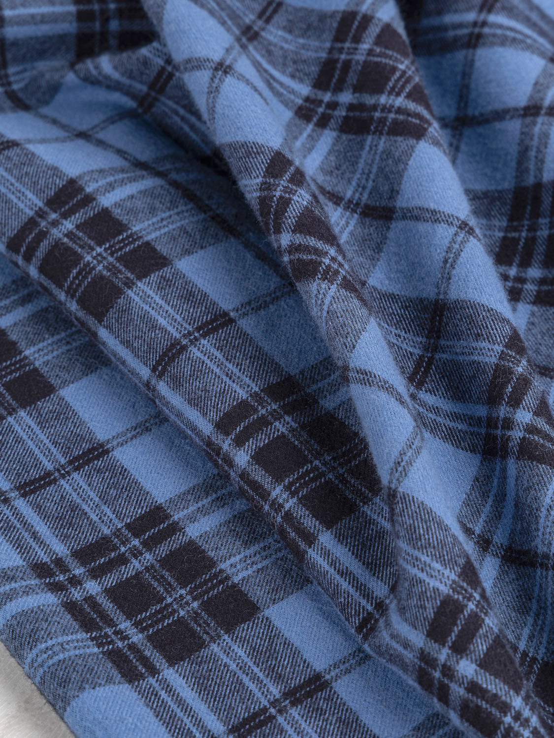 Tartan Cotton Flannel - Azure + Black | Core Fabrics