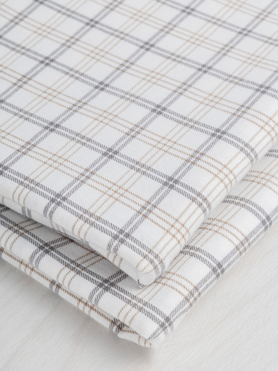 Tartan Cotton Flannel - Cream + Taupe + Grey | Core Fabrics