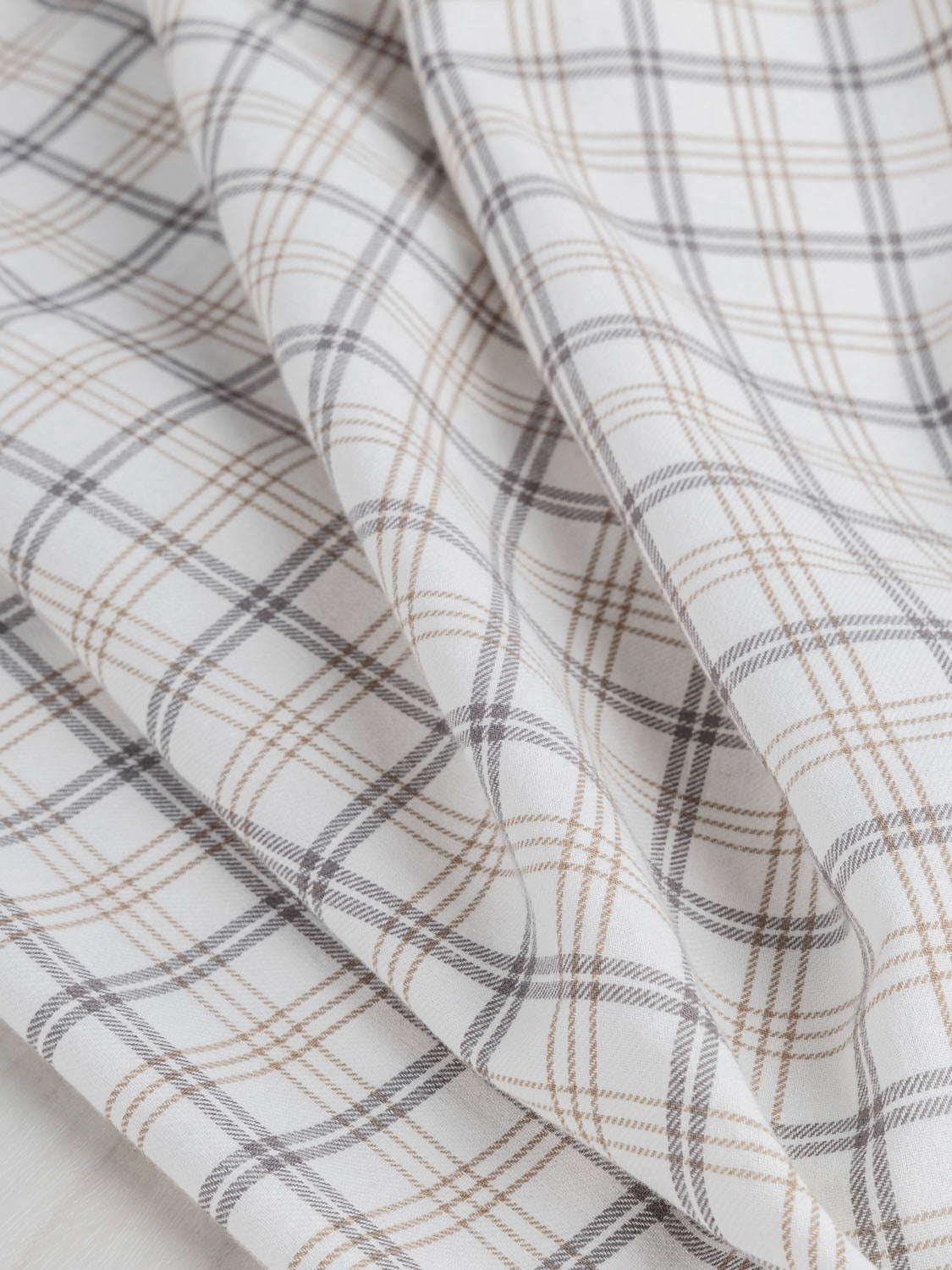 Tartan Cotton Flannel - Cream + Taupe + Grey | Core Fabrics