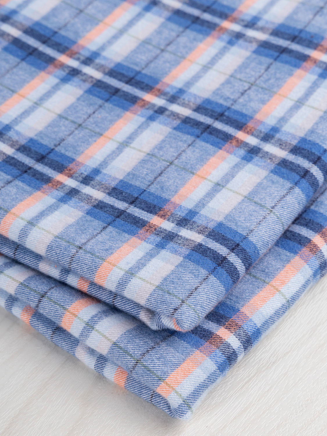 Plaid Cotton Flannel - Azure + Coral + Cream | Core Fabrics