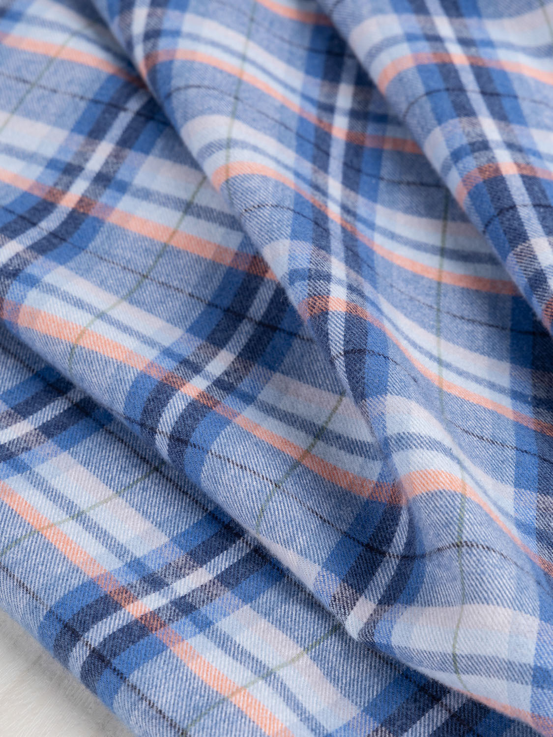 Plaid Cotton Flannel - Azure + Coral + Cream | Core Fabrics