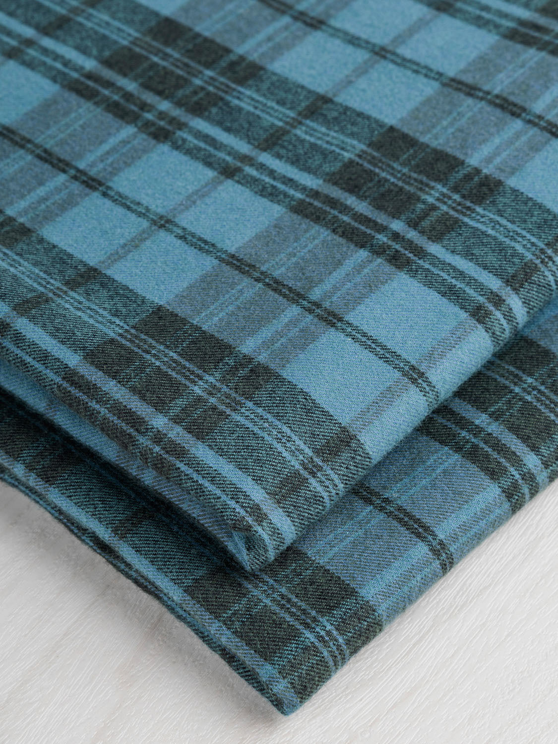 Plaid Cotton Flannel - Teal + Hunter Green | Core Fabrics