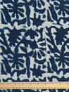 Handloomed Indigo Dyed Cotton Botanical Print - Cream + Indigo | Core Fabrics