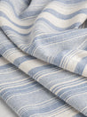 Striped Textured Recycled Cotton - Blue + Cream | Core Fabrics