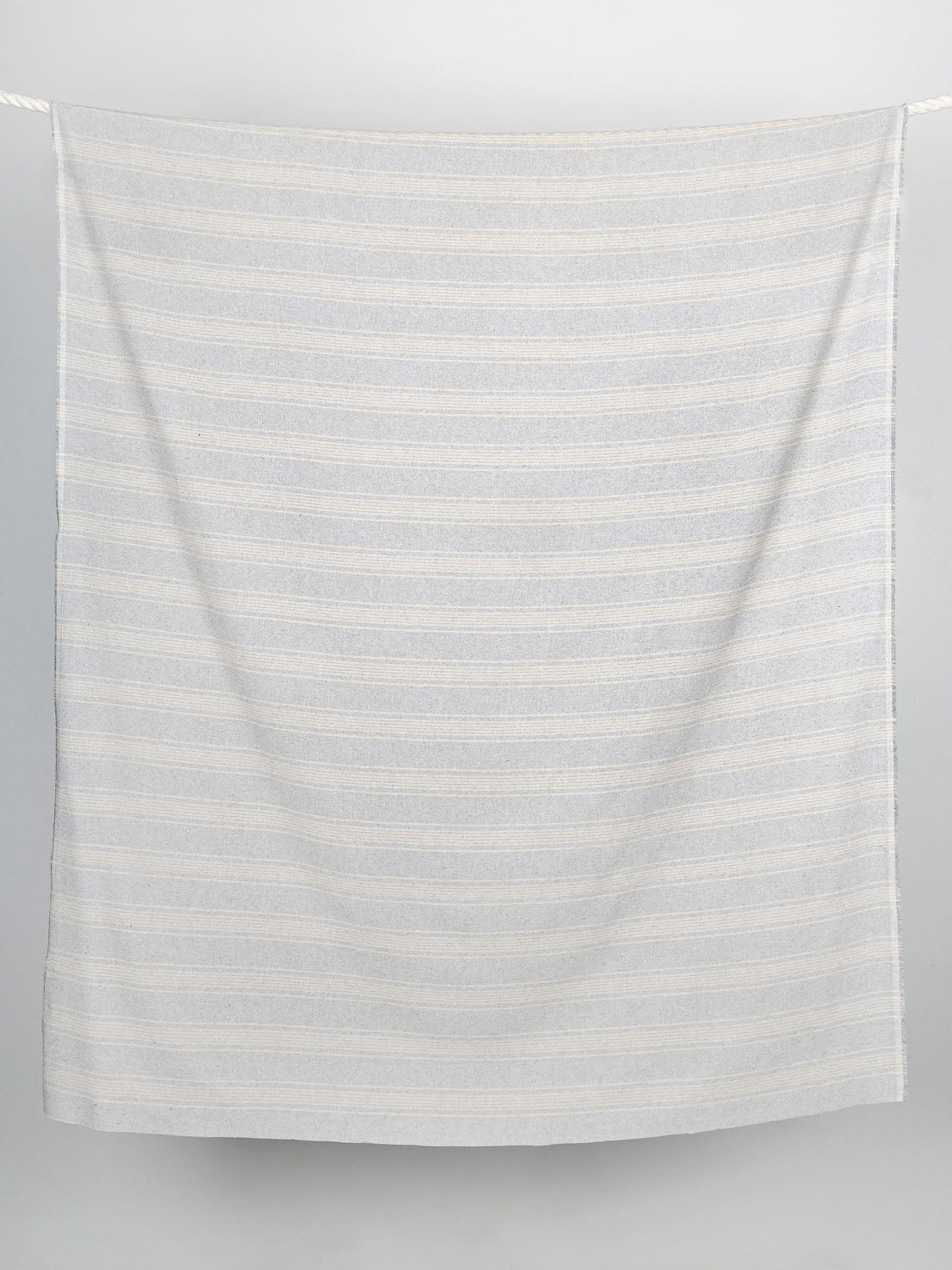 Striped Recycled Cotton Linen - Sky Blue + Cream | Core Fabrics